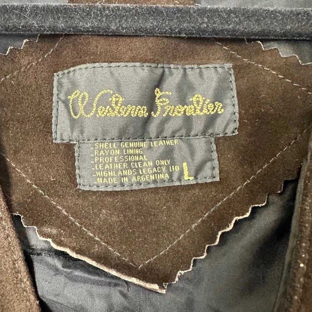Vintage 70s Western Frontier Brown Suede Leather Vest LGE men's cowboy farmcore